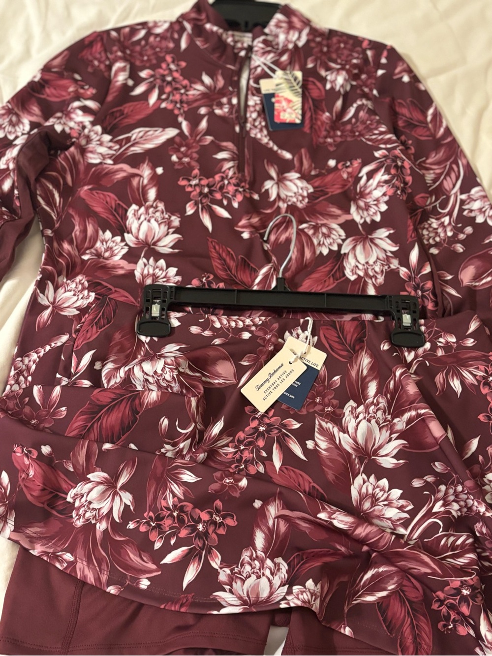 Tommy Bahama Burgundy Floral Ski Jacket 2 piece set